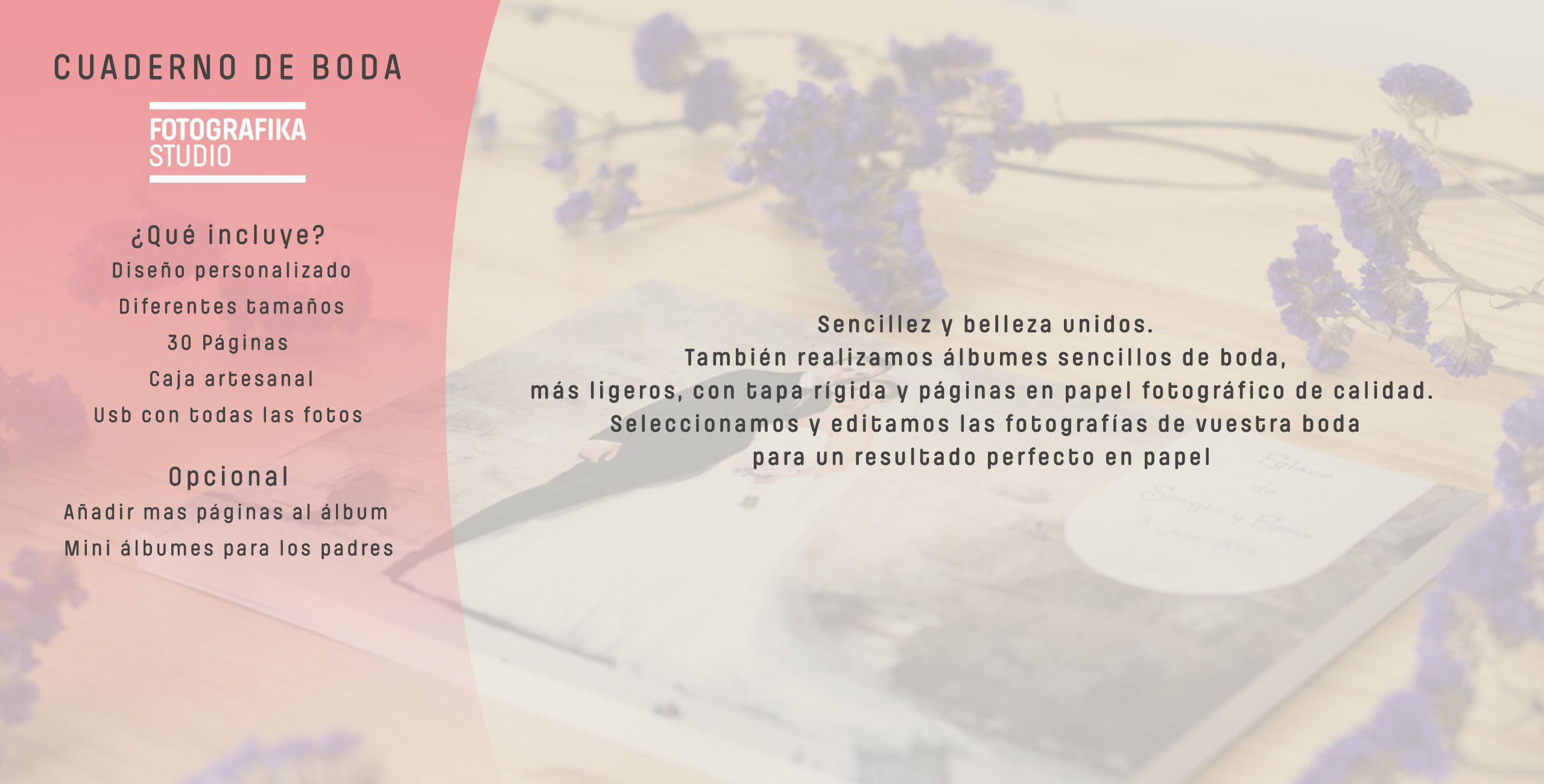 Fotografos Profesionales de Boda en Granada, Fotografika Studio. Cuaderno de Novios para Reportaje de Boda.